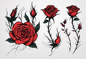 a one-line rose, add some red blood and thorns, tall tattoo idea