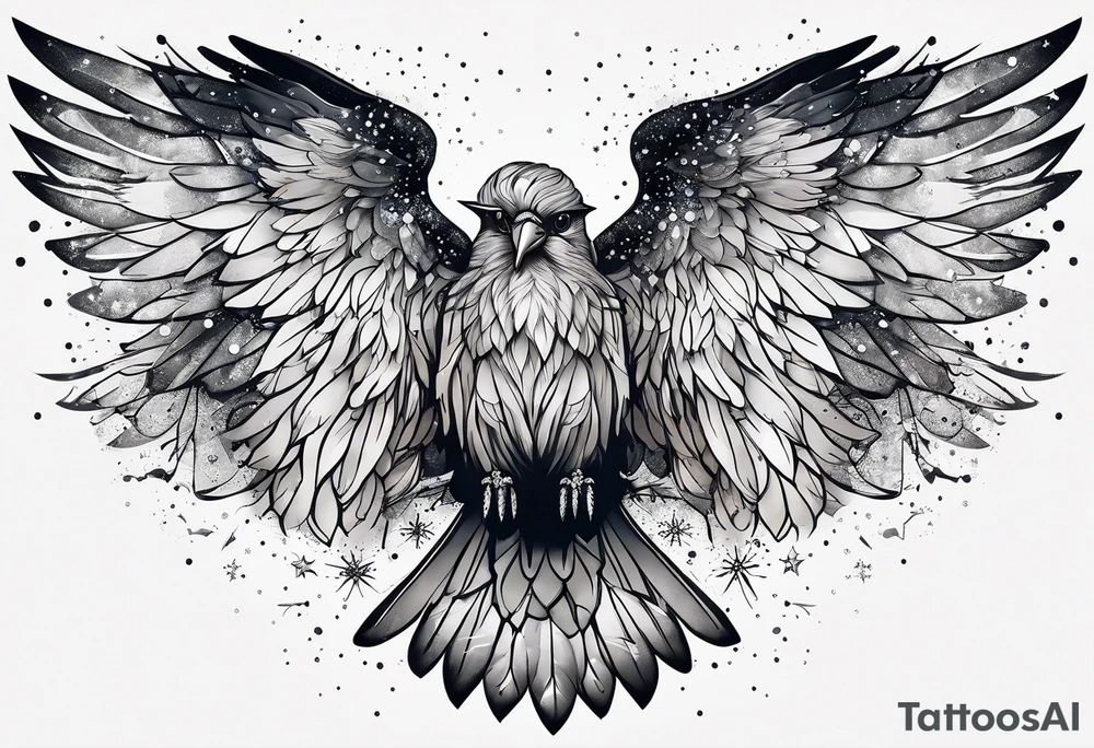 Constellation, bird wing , animal, snow , cross tattoo idea