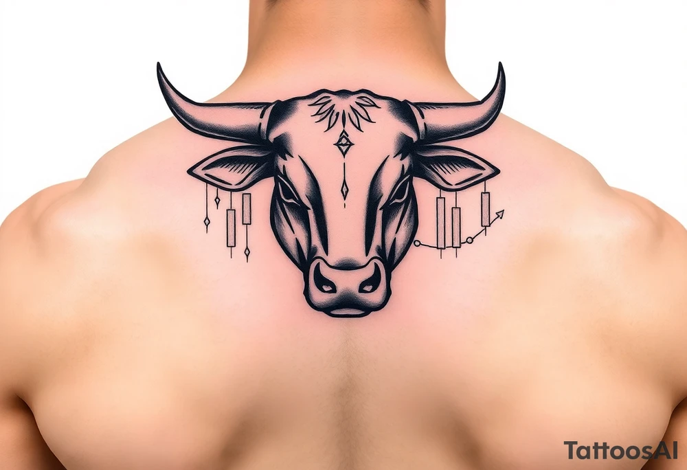 Wall Street bull with stock market tattoo idea