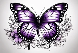 Purple butterfly flying tattoo idea