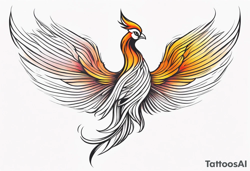 elongated phoenix in profile with no claws tattoo idea