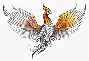 elongated phoenix in profile with no claws tattoo idea