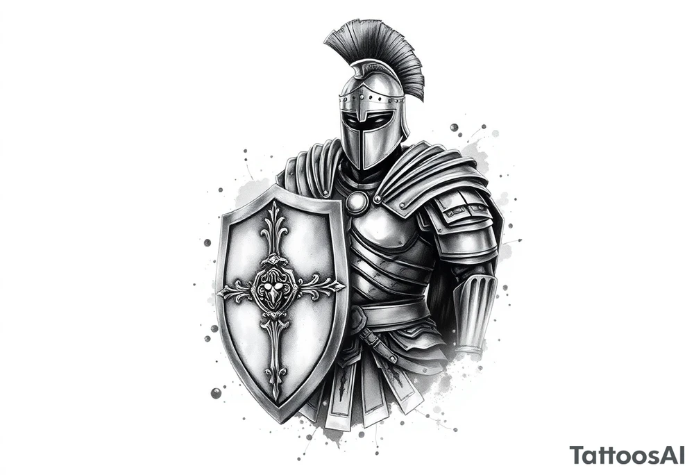 Armored Roman Soldier with shield tattoo idea