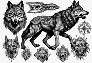 Indian Theme evil wolf photorealism tattoo idea