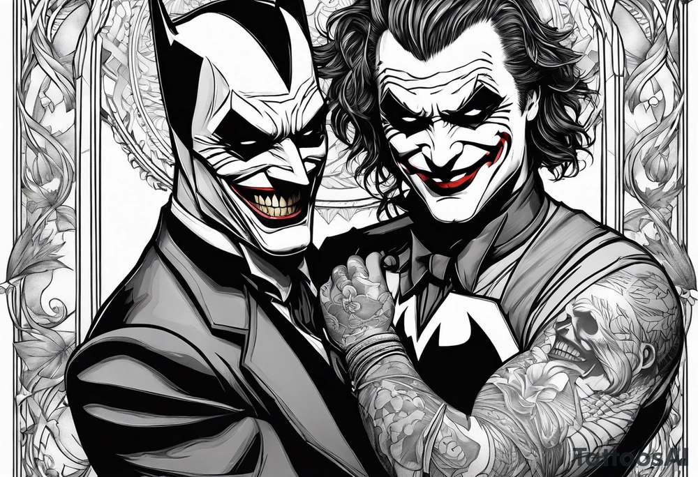 Batman and joker together tattoo idea