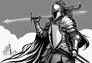 knight with heavy armor tattoo idea