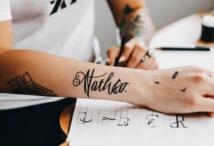 wrist tattoo with 
letters 
MKB tattoo idea