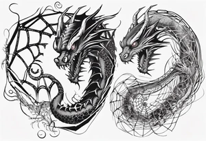 Dragon in a spiral spiderweb tattoo idea