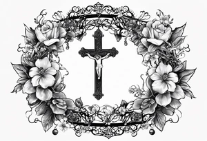 rosary with floral vines wrapped around it loving memory 1918-2006 tattoo idea