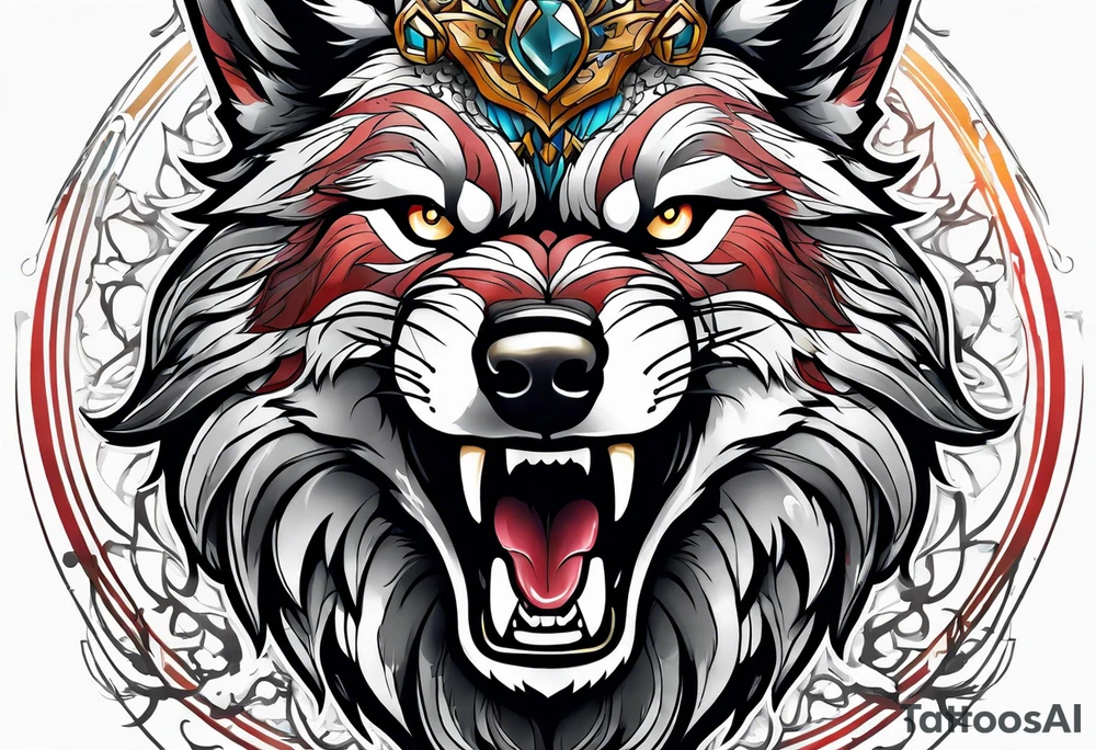a wolf roaring tattoo idea