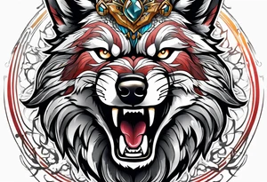 a wolf roaring tattoo idea