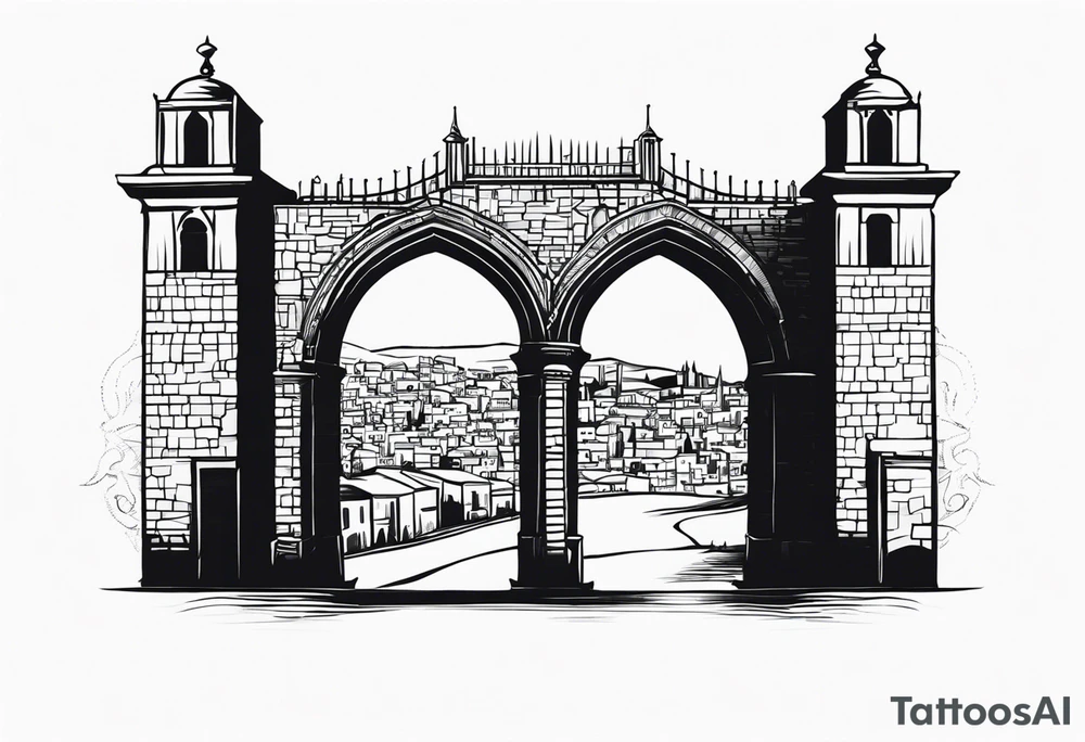 israel town gate vector tattoo idea