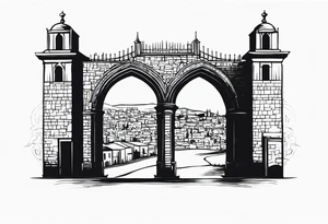 israel town gate vector tattoo idea