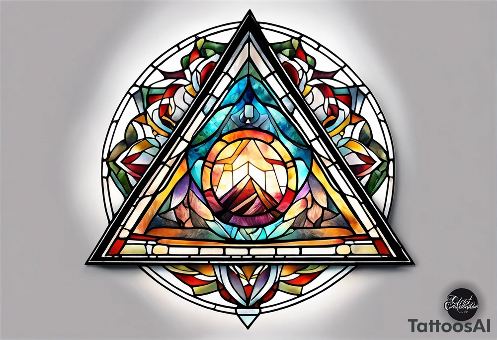 stained glass triangle in a circle tattoo idea