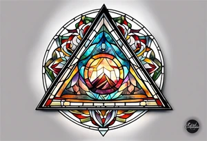 stained glass triangle in a circle tattoo idea