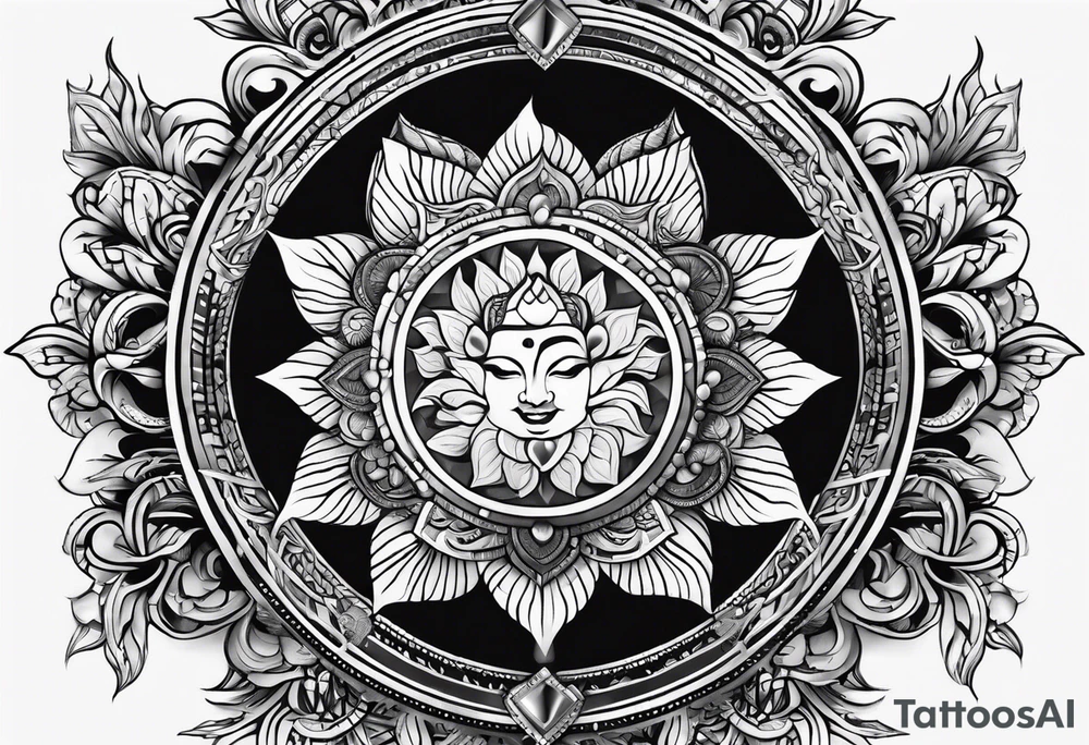 one aum with sunrays and clouds tattoo idea