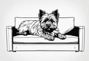 small cairn terrier laying on big couch tattoo idea