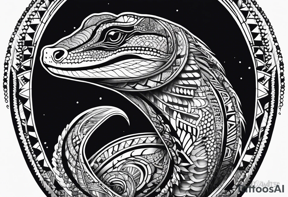 Aboriginal style goanna full body tattoo idea