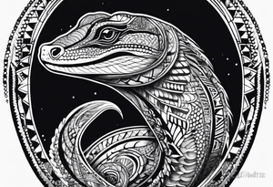 Aboriginal style goanna full body tattoo idea