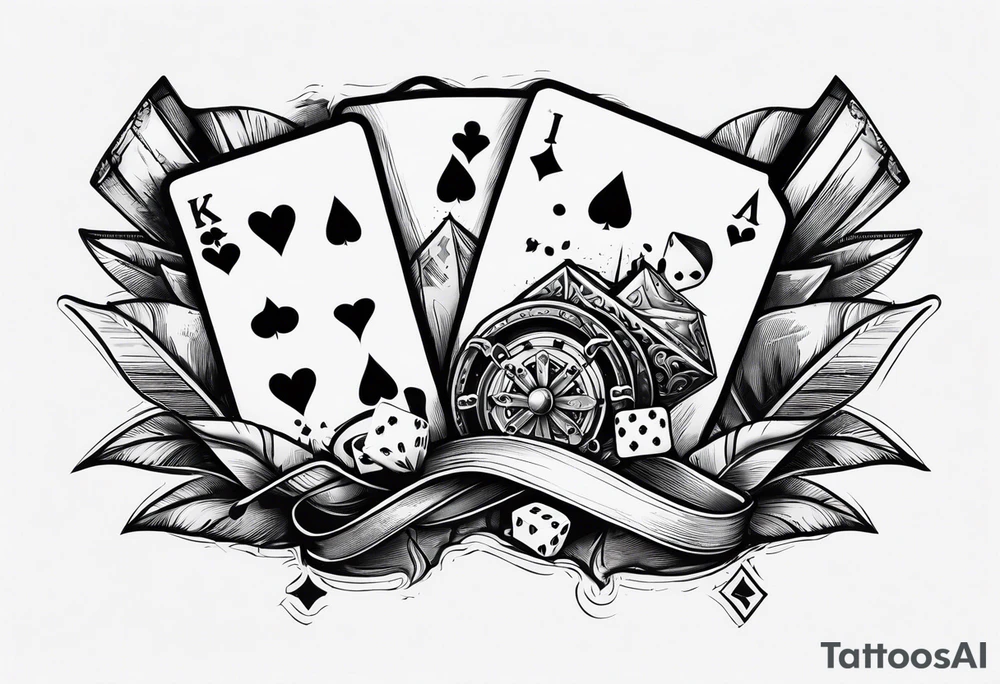 wild west sleeve with playing cards, dice tattoo idea