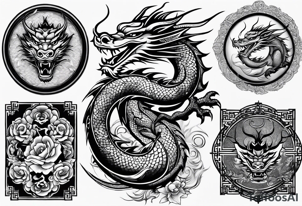 give me an asian gangster style tattoo with a dragon for my back tattoo idea