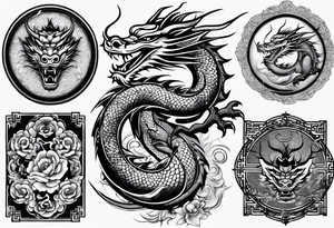 give me an asian gangster style tattoo with a dragon for my back tattoo idea