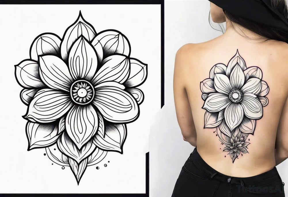 Cosmic space flower tattoo idea