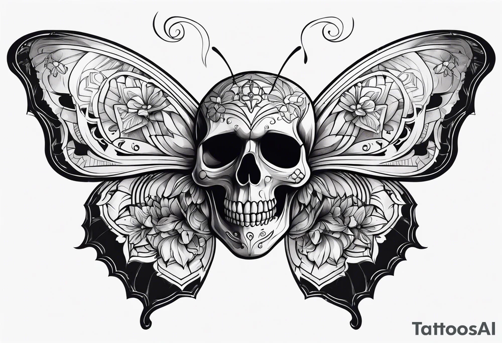 Skull butterfly tattoo idea