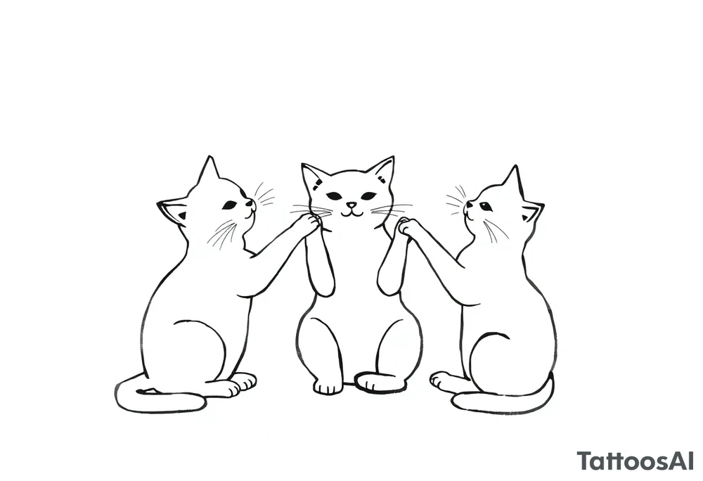 three cats playing tattoo idea