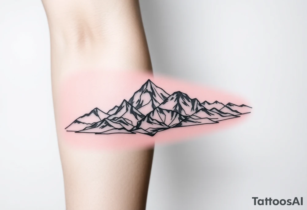 mountains, sky, and abstract art tattoo idea