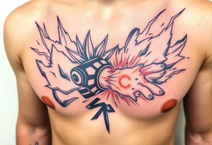 legendary dragonball z scene with energy aura and power effects tattoo idea