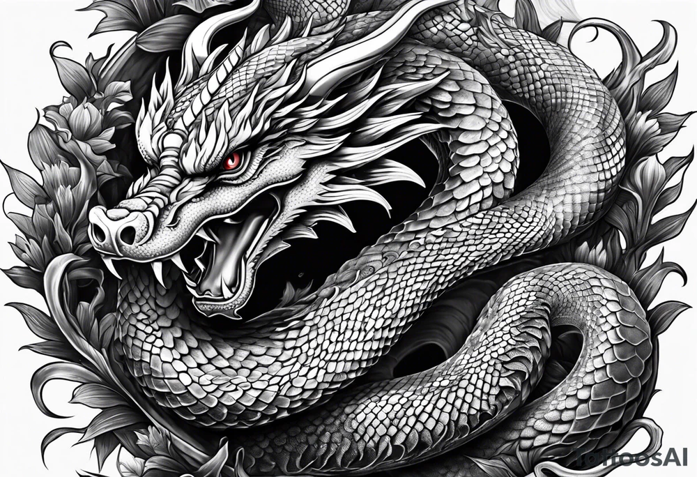 Snake dragon chinese from mexican skull tattoo idea