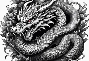 Snake dragon chinese from mexican skull tattoo idea