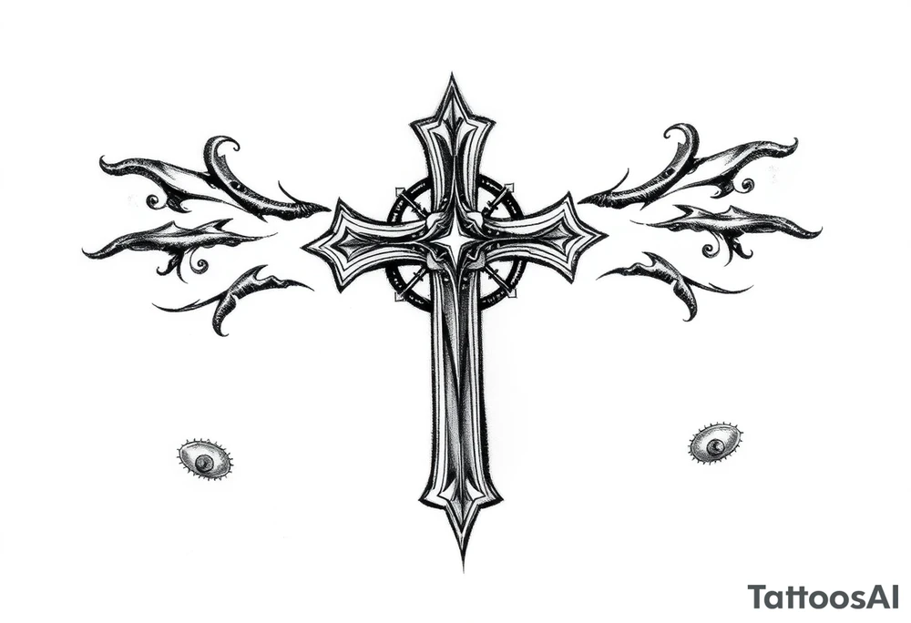 Gothic style cross gangster style tattoo idea