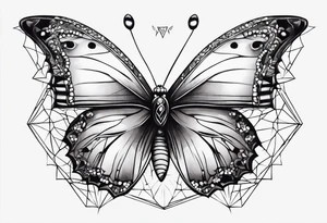 Soft butterfly on Indra's diamond network tattoo idea