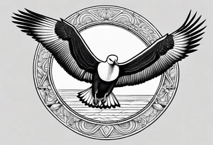 flying giant albatross symmetrical, circle background tattoo idea