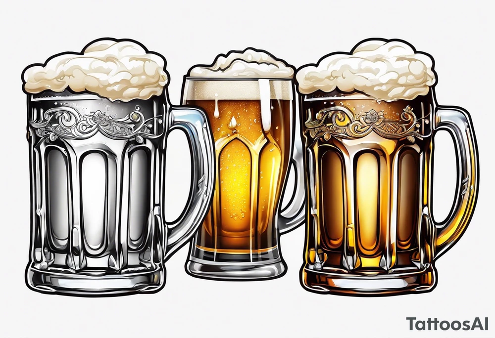American classic tattoo of beer mug tattoo idea