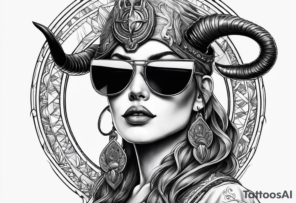 capricorn with sunglasses and a gun tattoo idea