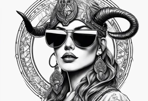 capricorn with sunglasses and a gun tattoo idea
