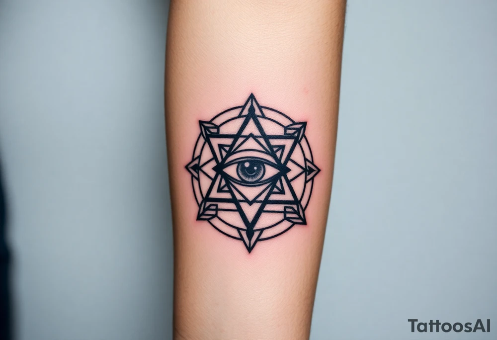 sacred geometry with eye in the middle tattoo idea