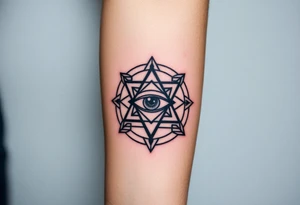 sacred geometry with eye in the middle tattoo idea