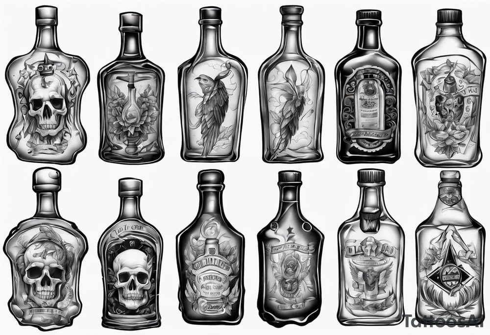 Old alcohol bottles tattoo idea