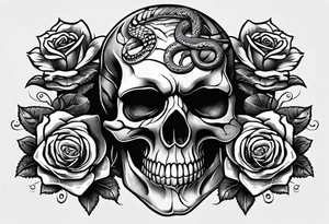 Snake in skull head,money rose,playing cards tattoo idea