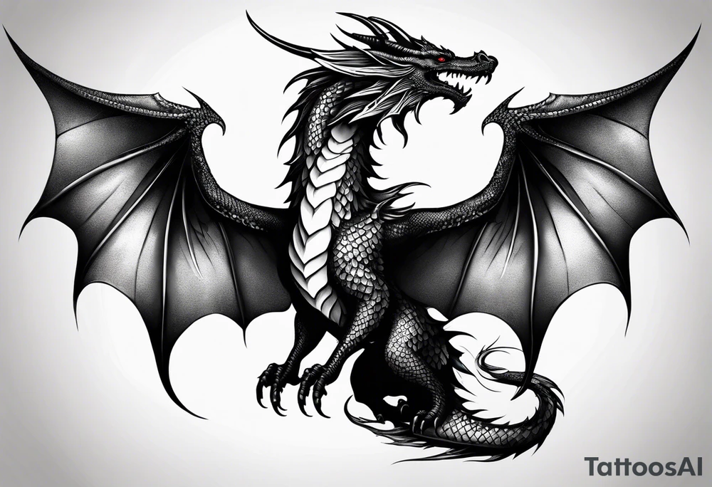 A dragon with one angel wing and one devil wing tattoo idea A dragon with one angel wing and one devil wing tattoo idea