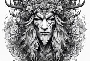 Leshy with Russian traditional design tattoo idea