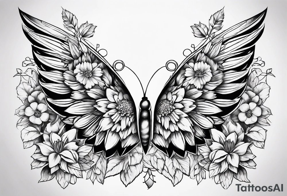 wing, flower, tattoo idea