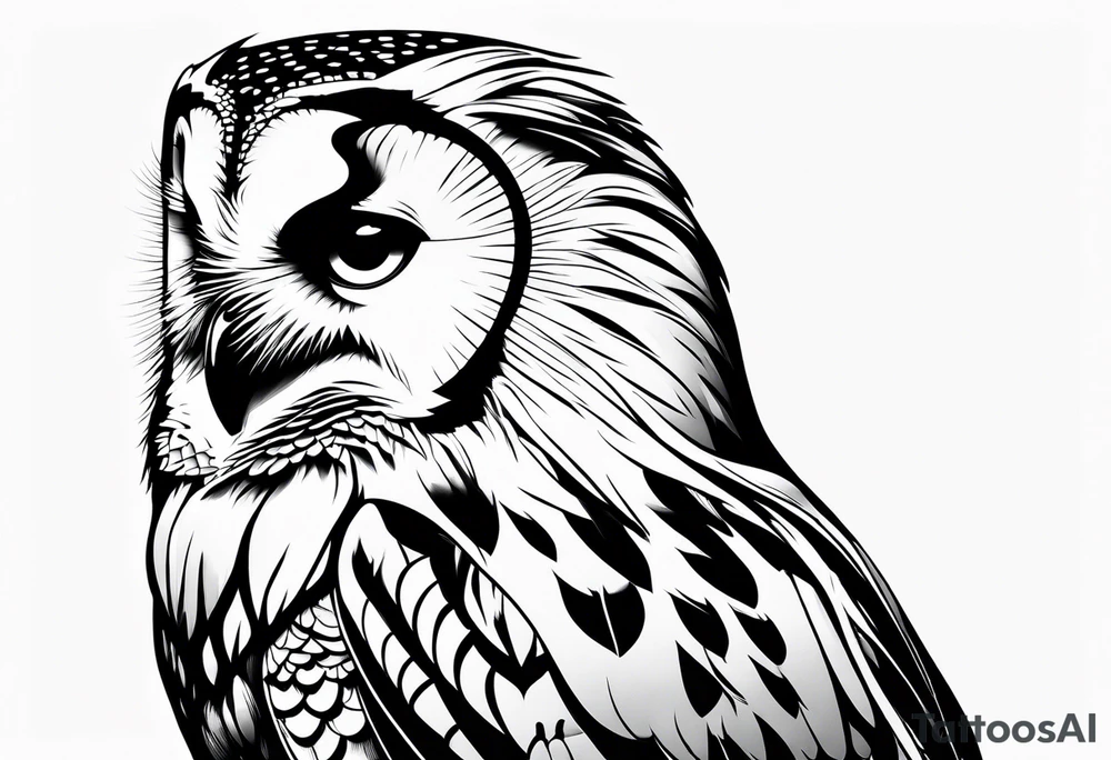 side profile owl tattoo idea