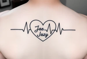 faded heart beat outline for a deceased best friend with the name Jazy and the date May 24,2023 
incorporated tattoo idea