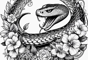 snake with flowers and vines tattoo idea
