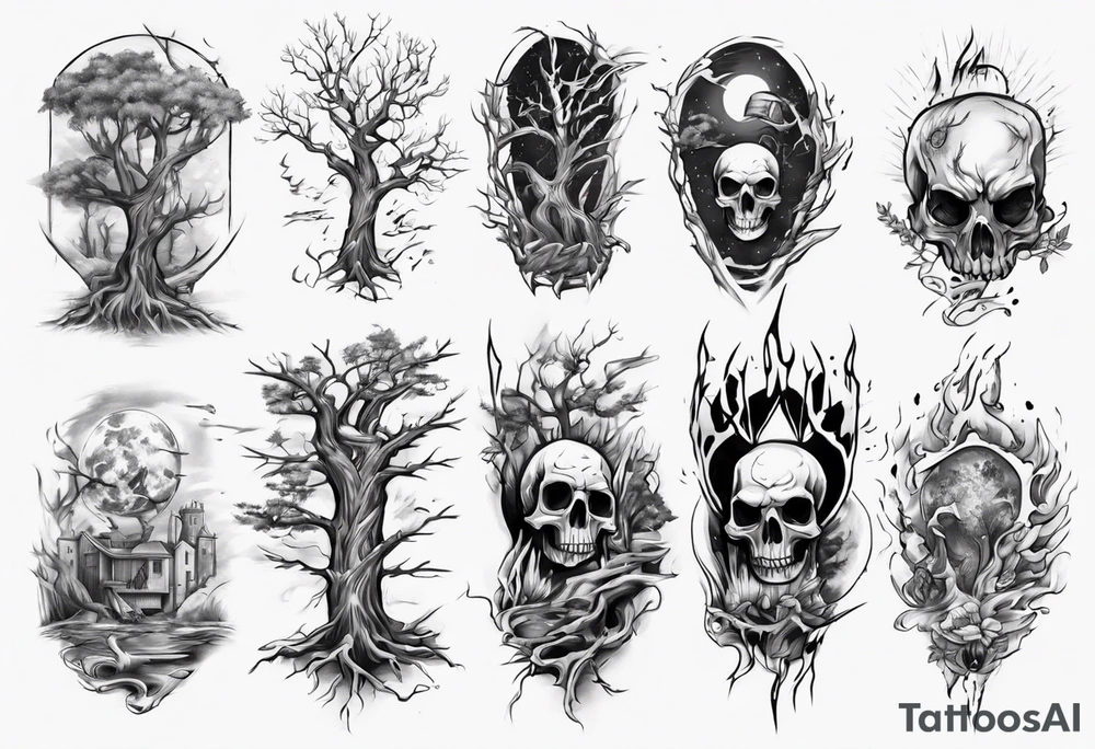 Double tree forearm alive tattoo idea